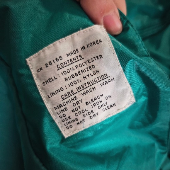 Vintage 80s The Legend Teal Aqua Full Length Trench Coat Belted Water Resistant - Picture 7 of 7